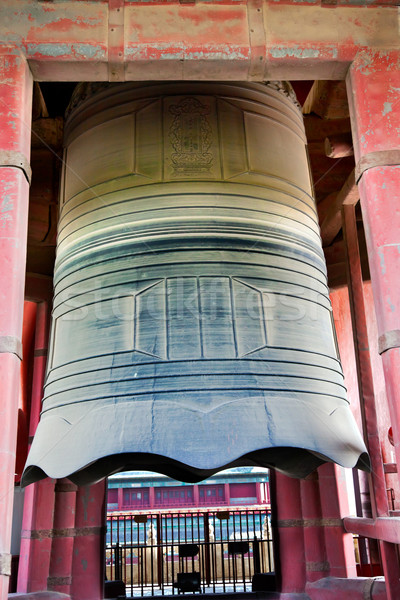 Ancient Large Red Bronze Bell and Tower Beijing China Stock photo © billperry