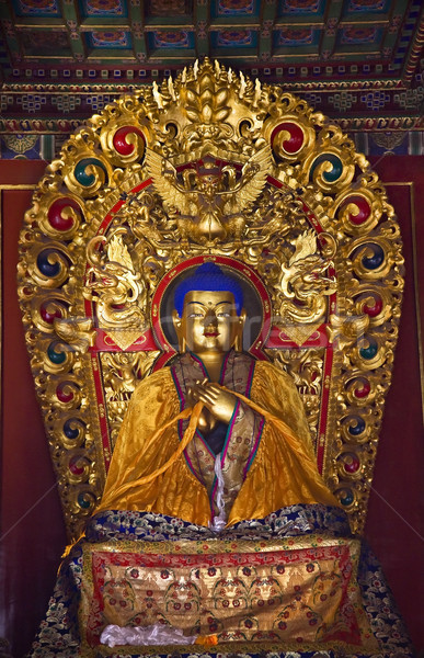 Blue Buddha Details Yonghe Gong Buddhist Temple Beijing China Stock photo © billperry
