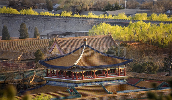 Blue Gold Pavilion Forbidden City Beijing China Stock photo © billperry