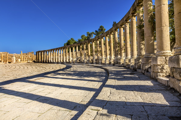 Oval Plaza 160 Ionic Columns Ancient Roman City Jerash Jordan Stock photo © billperry