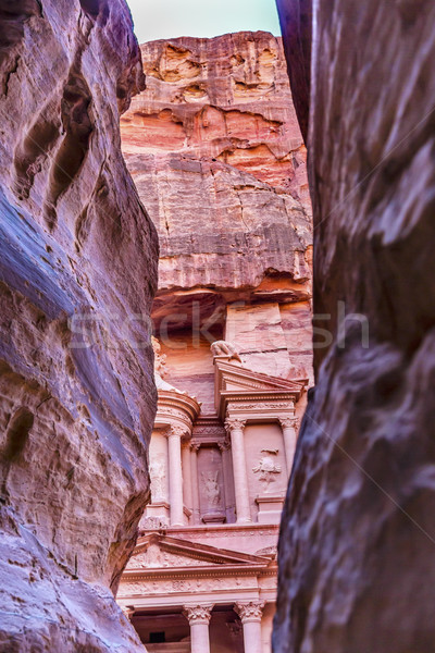 Outer Sig Rose Red Treasury Afternoon Entrance Petra Jordan  Stock photo © billperry