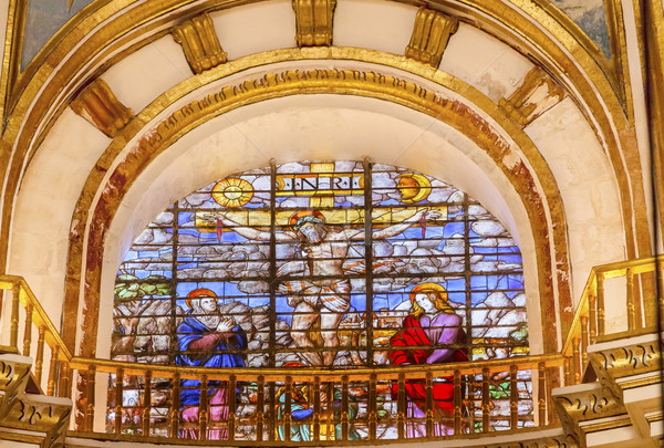 Gebrandschilderd glas basiliek kathedraal Spanje huisvesting koning Stockfoto © billperry