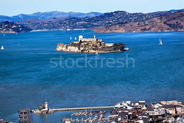 Fisherman's Wharf Alcatraz Island Sail Boats San Francisco Calif Stock photo © billperry