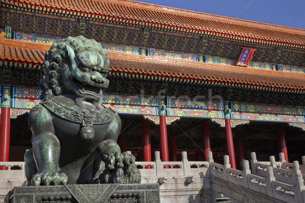 Dragon Bronze Statue Tai He Men Gate Gugong Forbidden City Palac Stock photo © billperry