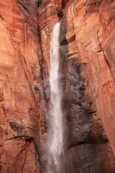 Stock photo: Temple of Sinawava Waterfall Red Rock Wall Zion Canyon National 