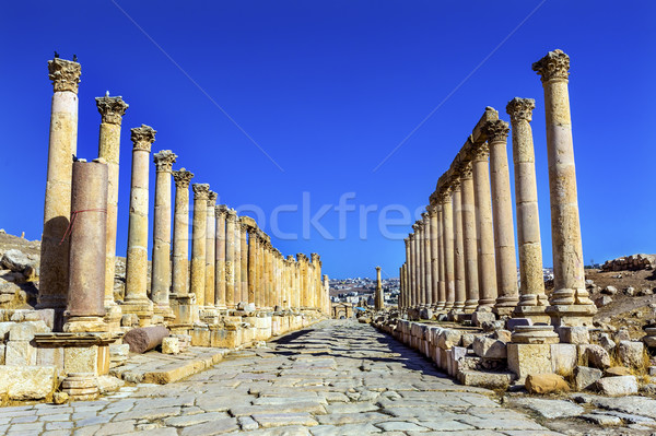 Coloane vechi Roman rutier oraş Iordania Imagine de stoc © billperry