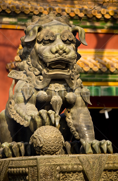 Dragon Bronze Statue Yonghe Gong Buddhist Temple Beijing China Stock photo © billperry