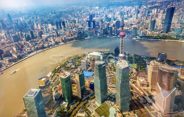 Oriental Pearl TV Tower Pudong Bund Huangpu River Shanghai China Stock photo © billperry