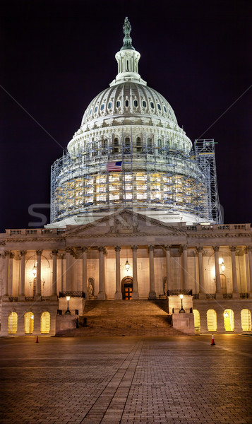 US Capitol North Side Construction Close Up Flag Night Stars Was Stock photo © billperry