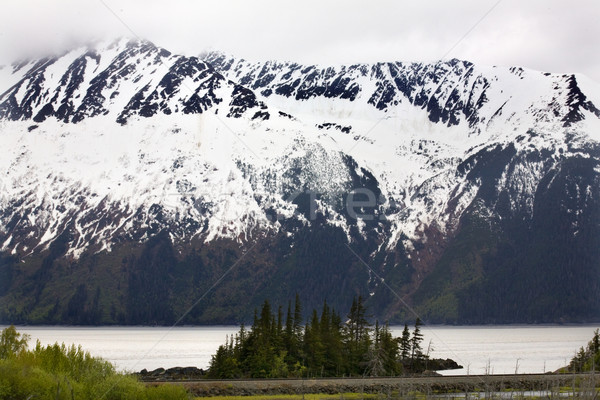 Snow Mountain Close Up Seward Highway Anchorage Alaska Stock photo © billperry
