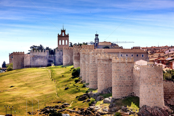 Avila Castle Walls Ancient Medieval City Cityscape Castile Spain Stock photo © billperry