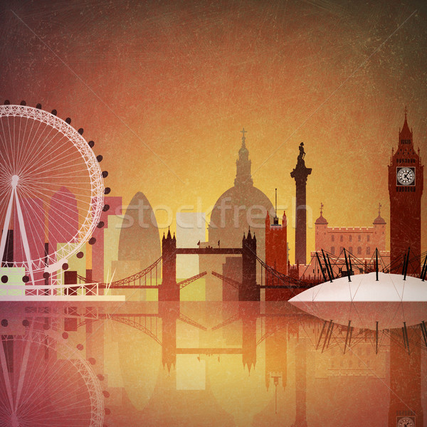 London künstlerischen Jahrgang Grunge Stadtbild Illustration Stock foto © Binkski
