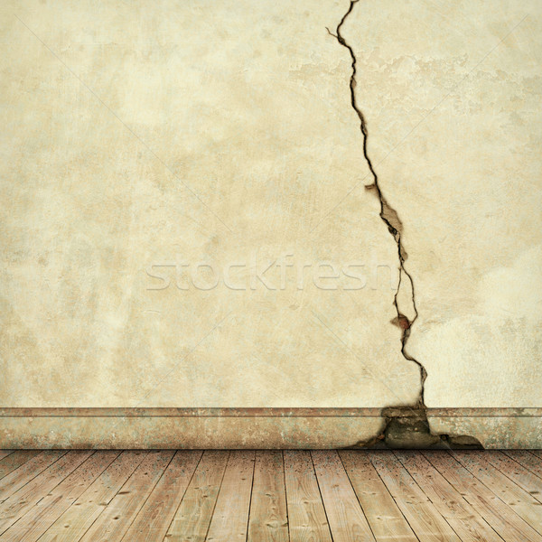 Gebarsten muur oude houten vuile Stockfoto © Binkski