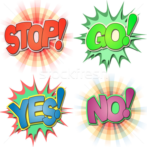 Komiks działania słowa stop tak Zdjęcia stock © Binkski