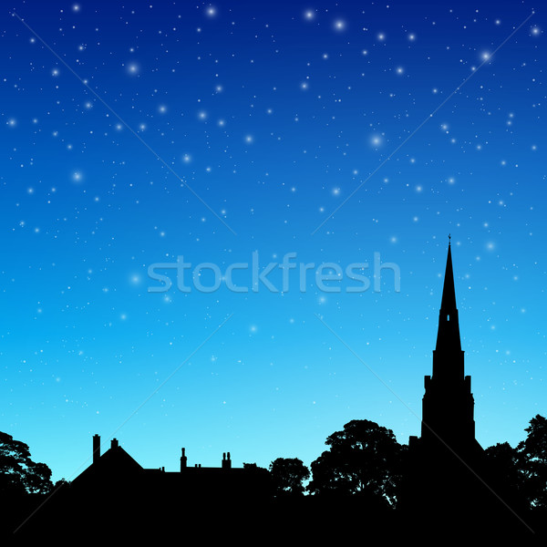 Church Spire with Night Sky Stock photo © Binkski