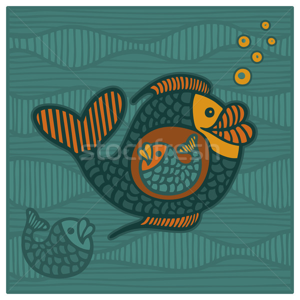 Grande pesce illustrazione piccolo mare Ocean Foto d'archivio © Bisams