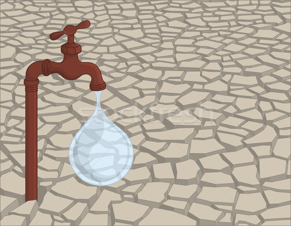Leaking faucet in dried soil Stock photo © Bisams