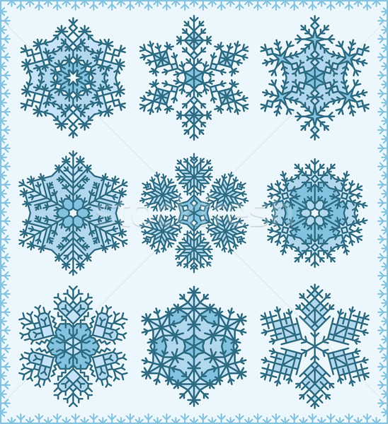 Fiocchi di neve set nove diverso dettagliato Foto d'archivio © Bisams
