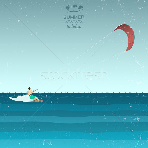 Kitesurfing illustration in retro style Stock photo © biv