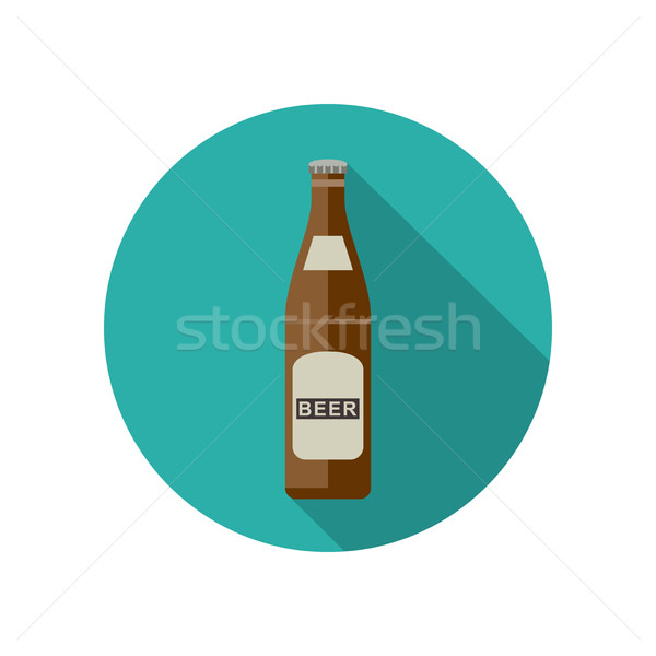 пива икона стиль вектора бутылку алкогольные напитки Сток-фото © biv