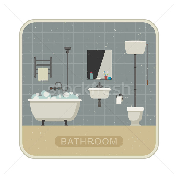 Bano interior textura grunge retro ilustración WC Foto stock © biv