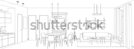 living room line drawing Stock photo © biv