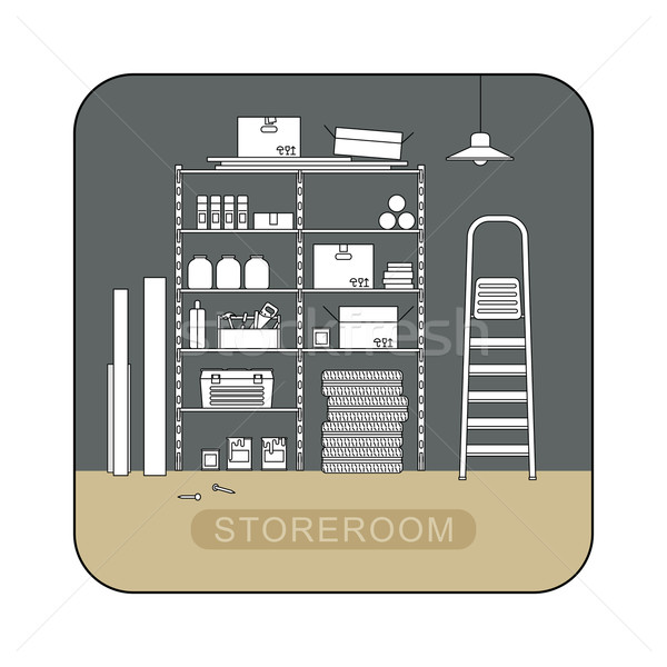 Storeroom interior with metal storage. Stock photo © biv