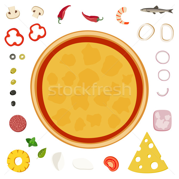 Pizza ingesteld ingrediënten witte restaurant Stockfoto © biv