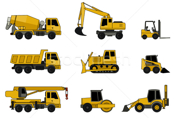 [[stock_photo]]: Construction · icônes · ligne · contour · vecteur