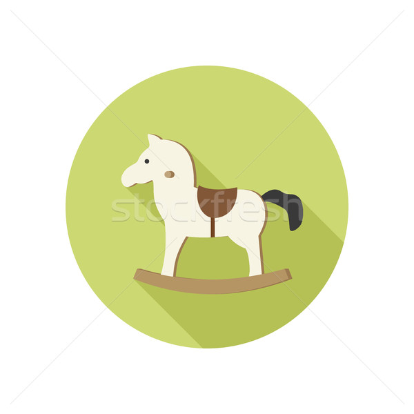 Cheval à bascule icône cheval jouet vecteur icône blanche [[stock_photo]] © biv
