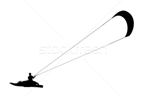 Kitesurfing black silhouette. Stock photo © biv