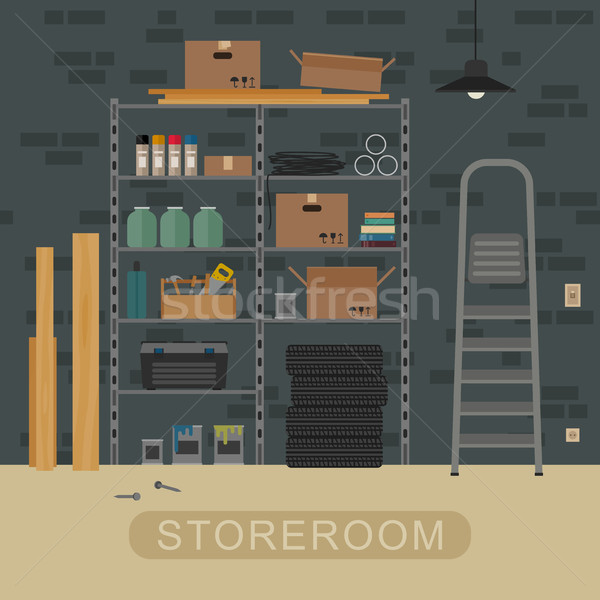 Storeroom interior with brickwall. Stock photo © biv