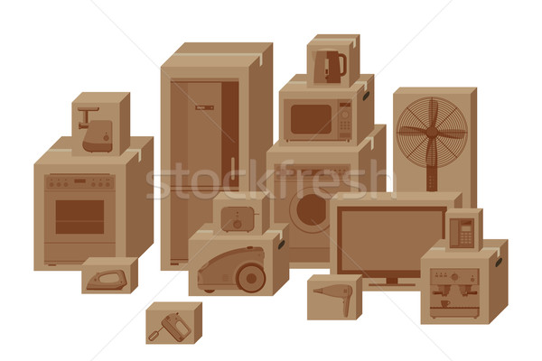 Household appliances in boxes. Stock photo © biv