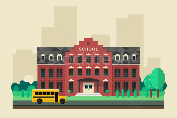 School building with yellow bus Stock photo © biv