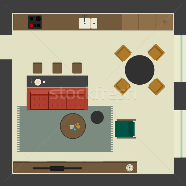 Living room in flat style Stock photo © biv