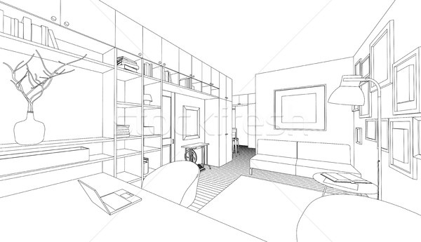 Vector drawing of the interior Stock photo © biv