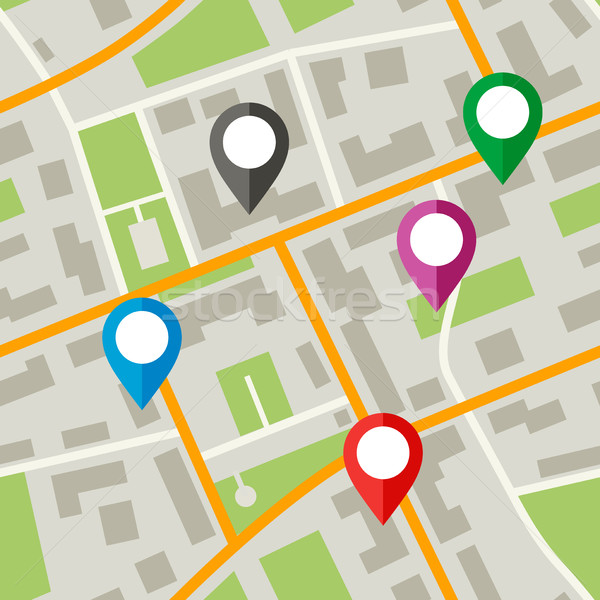 ストックフォト: 地図 · 単純な · 実例 · 市 · 計画 · 通り