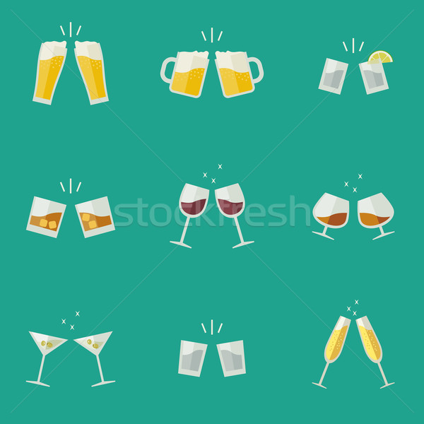 Clink glasses icons. Stock photo © biv