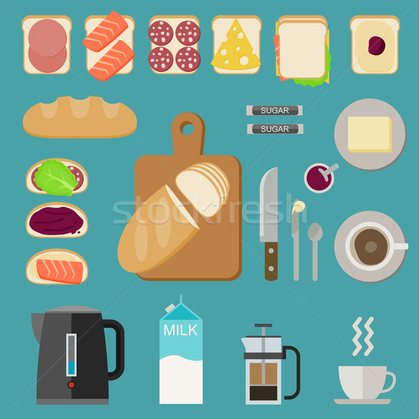 Ontbijt voedsel sandwiches brood hot Stockfoto © biv