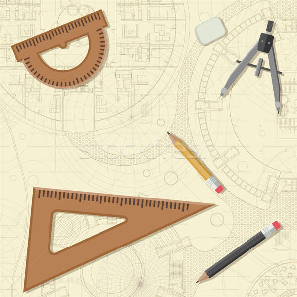 Blueprint with equipment. Stock photo © biv