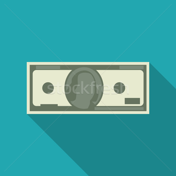Dollar icon papier bankbiljet lang schaduw Stockfoto © biv