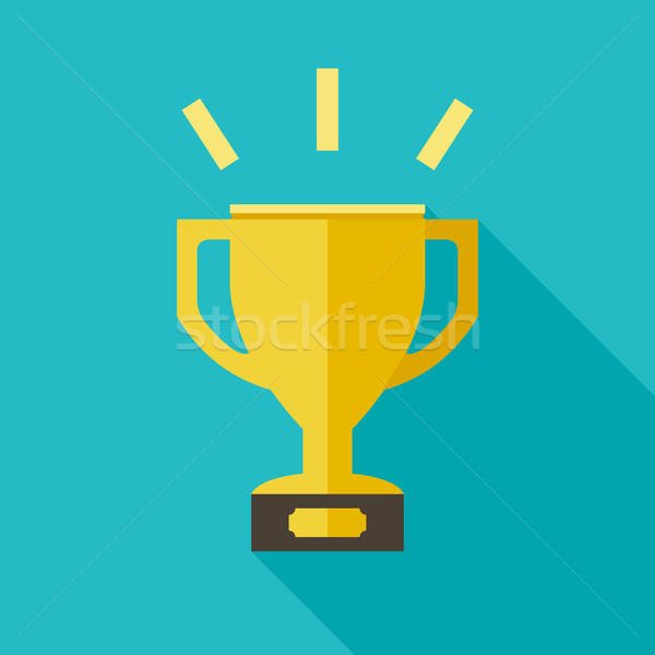 Golden cup flat icon Stock photo © biv