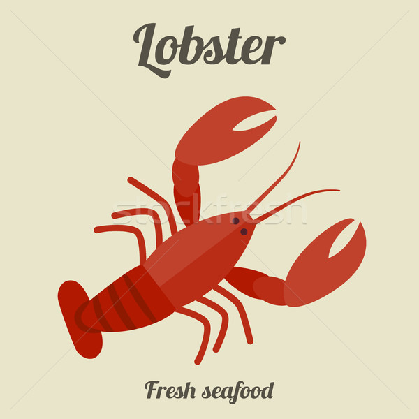 Stockfoto: Kreeft · illustratie · banner · vers · zeevruchten · voedsel