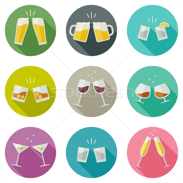 Clink glasses icons. Stock photo © biv