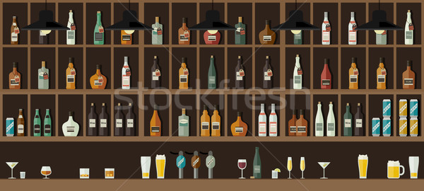 Bar counter with drinks Stock photo © biv