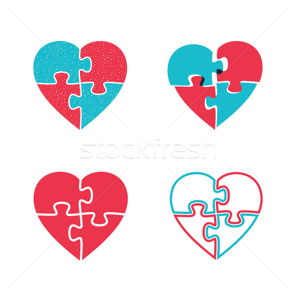 Hearts puzzles icons. Stock photo © biv