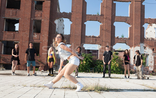 Stockfoto: Jong · meisje · hip · hop · straat · danser · dansen · stedelijke