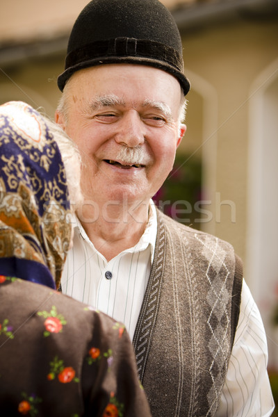 Glimlach portret roemeense traditioneel oude paar land Stockfoto © blanaru