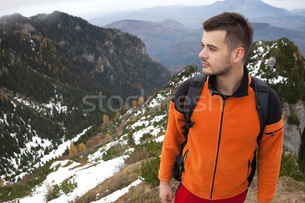 Stockfoto: Man · bergen · jonge · man · genieten · mooie · landschap