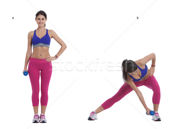 Side lunge with dumbells Stock photo © blanaru
